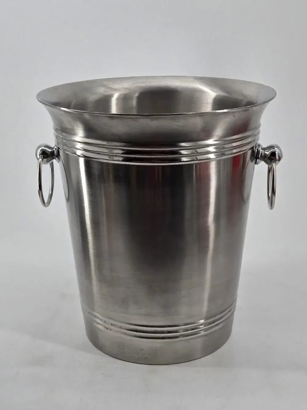 Vintage Champagne Bucket Ice Chiller Heavy Weight Silver Tone Ring Handles